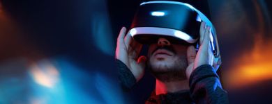 man using consumer VR device 